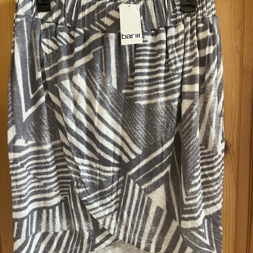 Bar III Gray and White Asymmetrical Skirt
